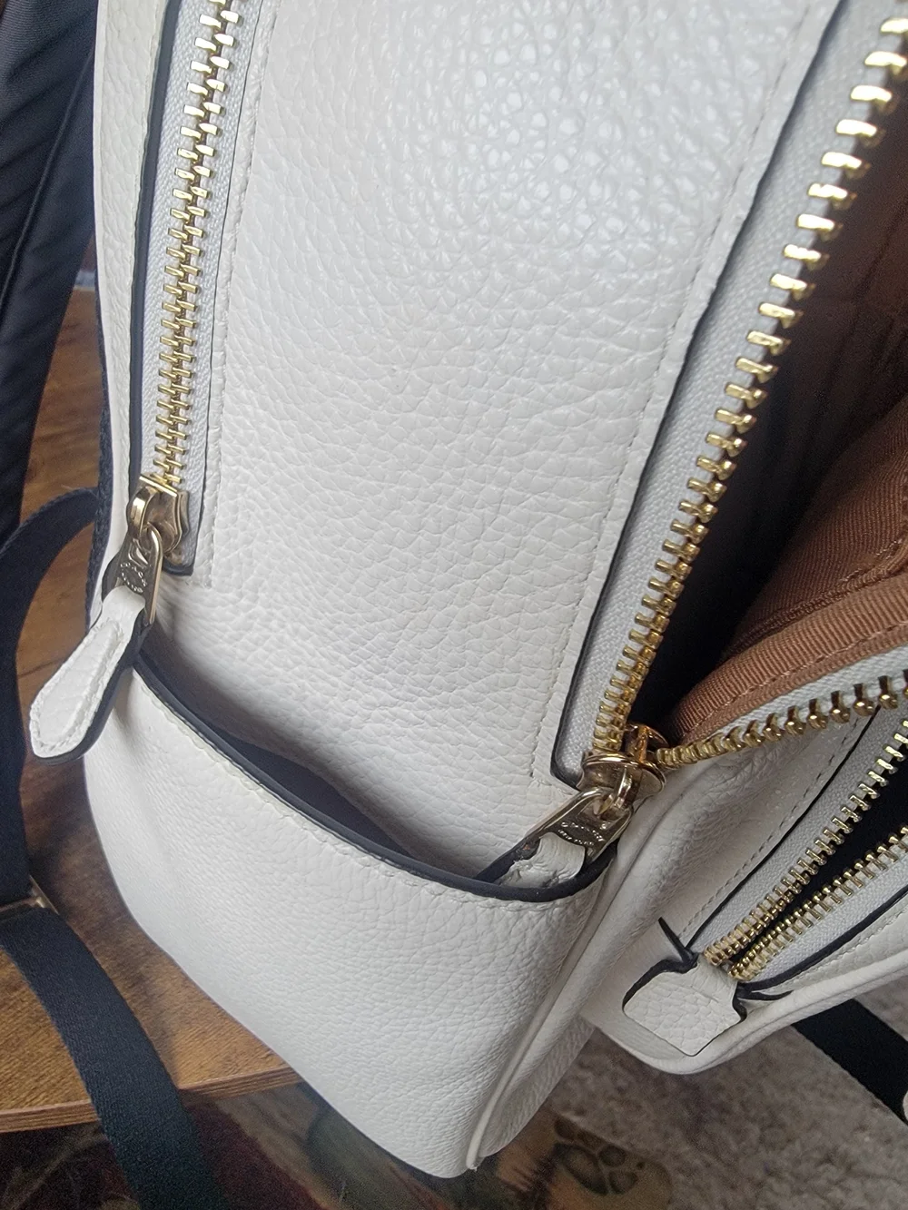 Coach White Pebbled Leather Backpack